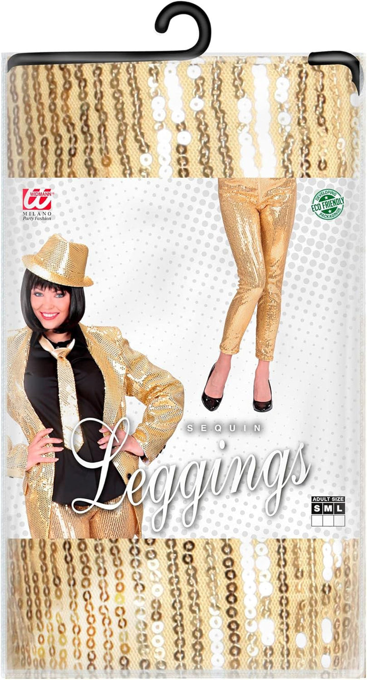 W WIDMANN MILANO Party Fashion - Paillettenleggings für Damen, glänzende Disco Leggings im 70er Jahr