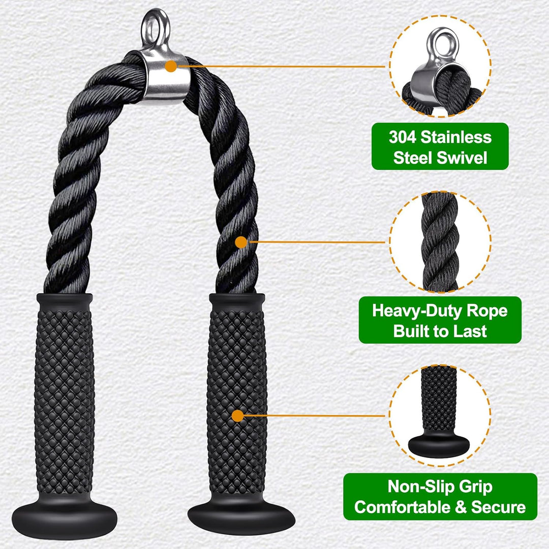 Kipika Tricep Pull Down Attachment, Cable Machine Accessories for Home Gym, Cable Machine Attachment