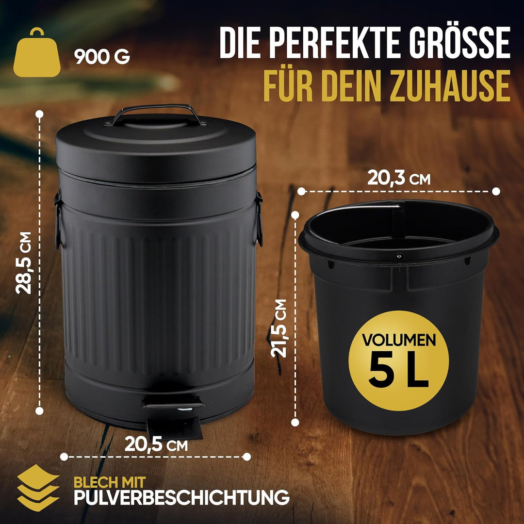 Mülleimer fürs Bad, Kosmetikeimer [Softclose, 5 Liter in Landhausstil] Kleiner Badmülleimer | Abfall
