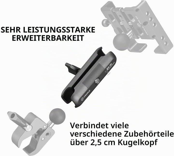 FANAUE Doppelbuchsenarm kompatibel mit RAM Mounts Type B 1" Ball Assembly und Motorrad-Handyhalterun