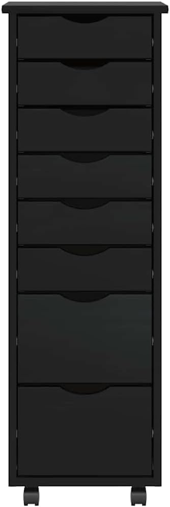 vidaXL Rollschrank mit Schubladen Moss Schwarz Massivholz Kiefer Schwarz 34 x 39 x 103 cm, Schwarz 3