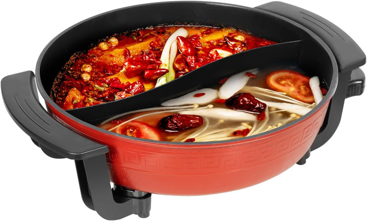 Twin Hot Pot, 6L Hotpot Elektrisch Topf Elektrischer Kochtopf 220V 1360W mit Deckel Chinesischer Hot