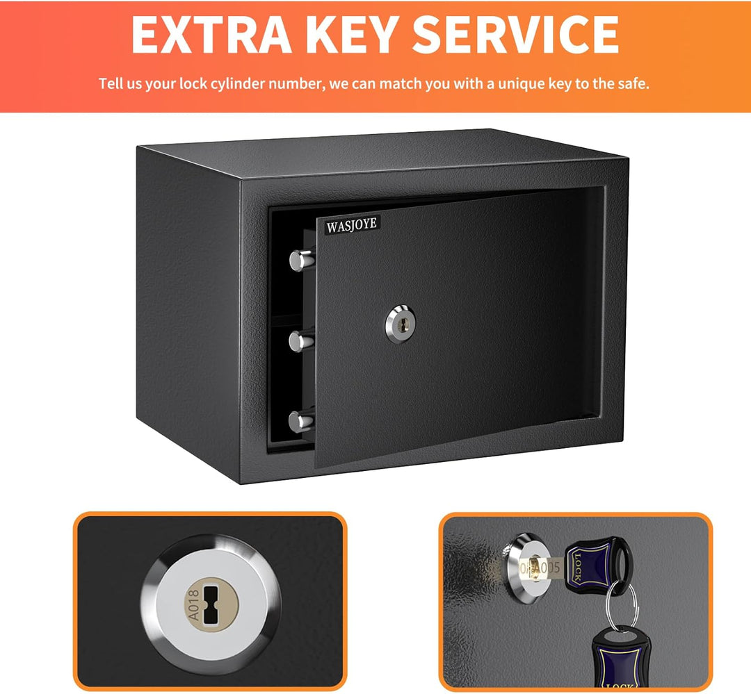 Safe Tresor mit Schlüssel, WASJOYE Möbeltresor mit Schlüssel-Schloss für Zuhause/Büro, 16L Wandtreso