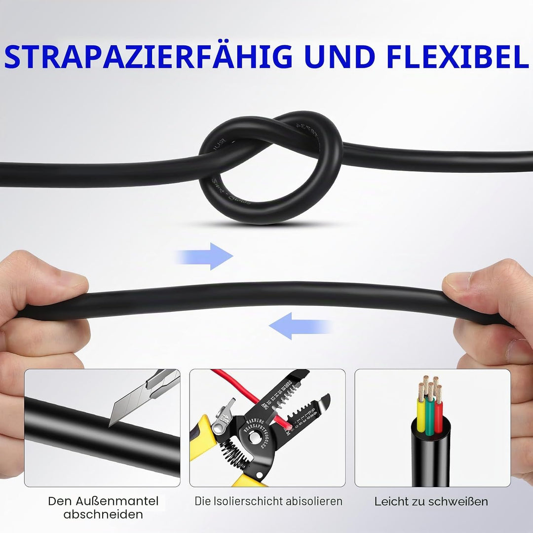 5 adriges Anhängerkabel 12V 24V Kfz Wohnwagenkabel 5 x 0,75 mm² rundes dünnwandiges elektrisches Kab