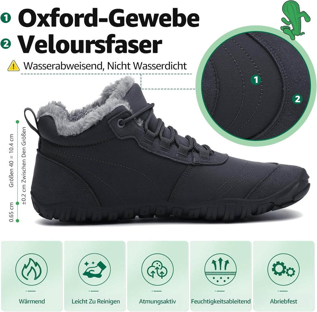 SAGUARO Winter Barfussschuhe Warm Gefüttert Winterschuhe für Damen Herren,EU Gr.36-48 37 EU Dunkelgr