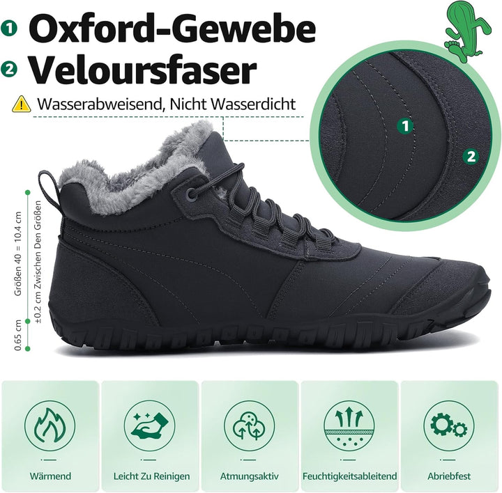 SAGUARO Winter Barfussschuhe Warm Gefüttert Winterschuhe für Damen Herren,EU Gr.36-48 37 EU Dunkelgr