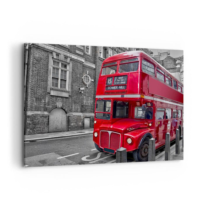 Bilder auf Leinwand 100x70cm Leinwandbild Bus Denkmal London Geschichte Gross Wanddeko Bild Schlafzi