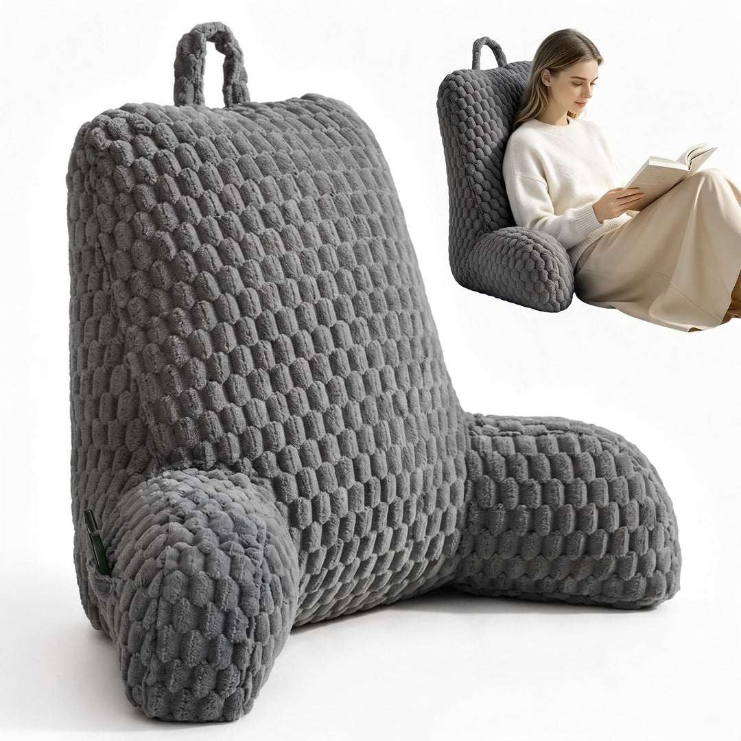 Lesekissen für Bett und Sofa, Rückenstützkissen mit Rückenlehne | Bequemes Sitzkissen mit Armlehnen,