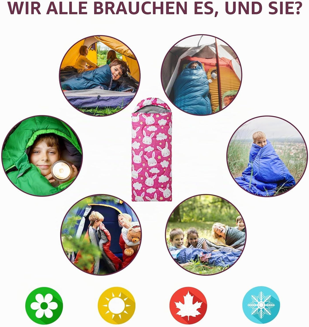 tuphen Kinder-Schlafsäcke – Camping-Schlafsäcke mit Tragetasche – kompakter Schlafsack zum Wandern,