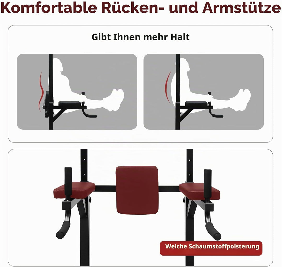 Dip Station Multifunktions-Dip Ständer, Freistehend Fitnessgerät für Calisthenics und Krafttraining,