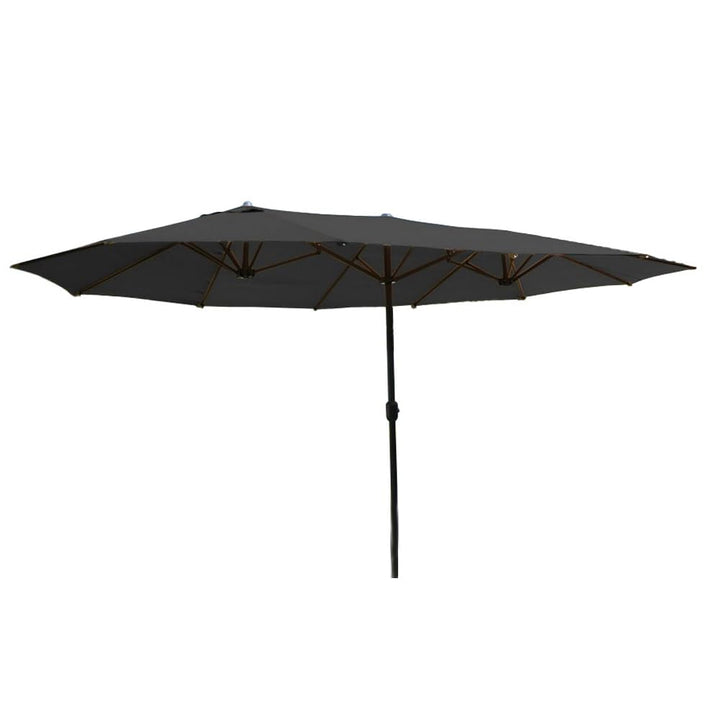 QMBasic Doppelsonnenschirm 4,6 x 2,7 m Oval Anthrazit Gartenschirm Kurbel Sonnenschirm Marktschirm T