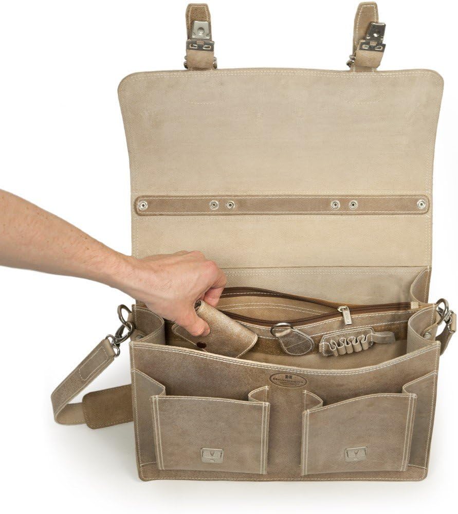 Klassische Aktentasche Lehrertasche aus Leder, für Damen und Herren, in verschiedenen Farben, 600 He
