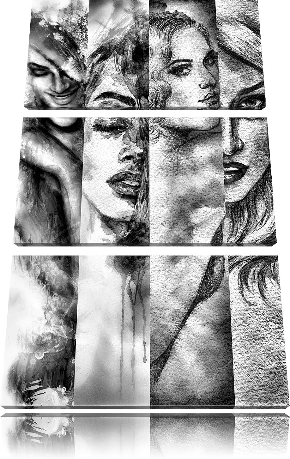 Pixxprint Haar Frisuren als Leinwandbild/Grösse: 3 Teilig (120x80 cm) cm/Wandbild/Kunstdruck/fertig