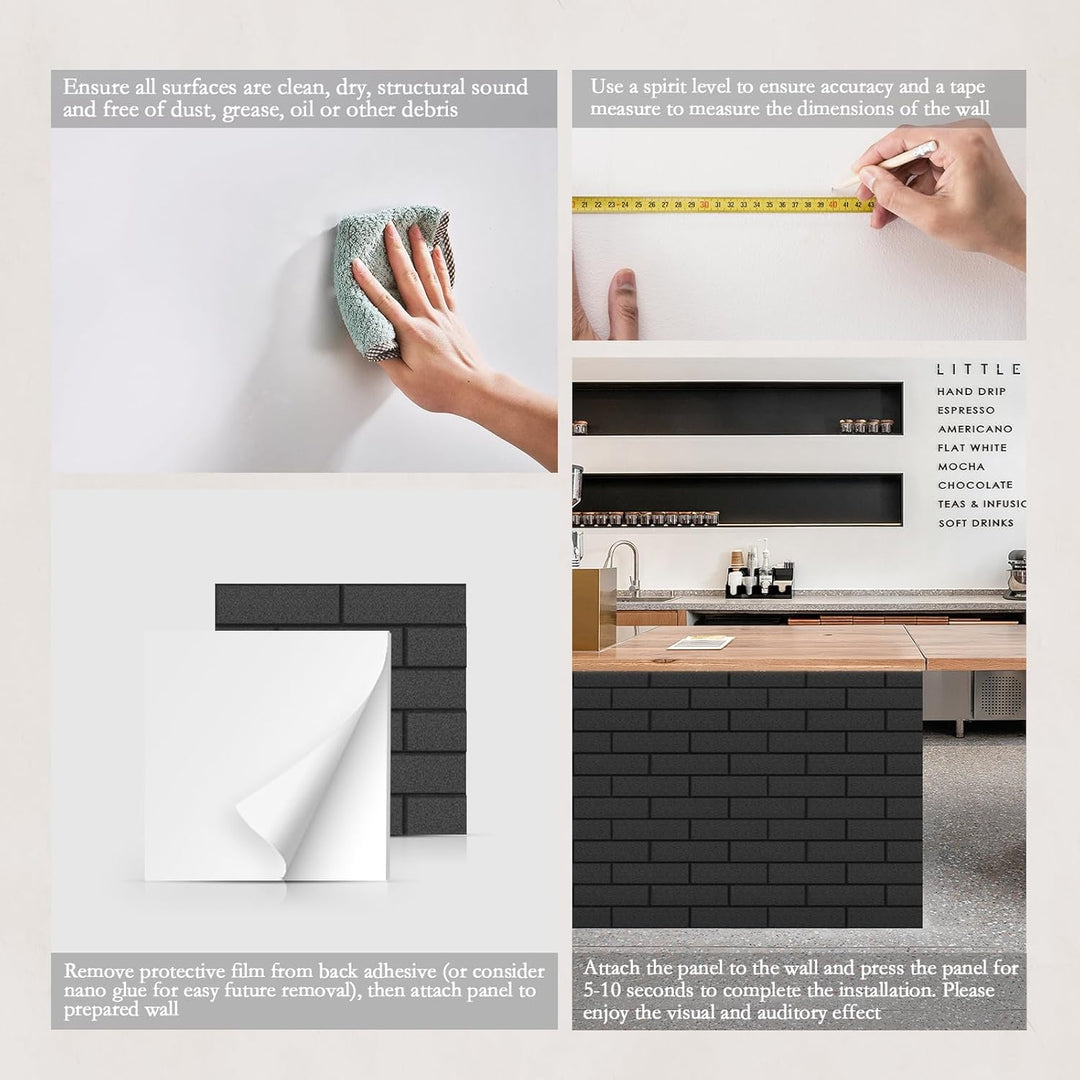 JBER Akustikpaneele, selbstklebend, Ziegelstein-Schallschutzplatten, hochdichte Akustikwandpaneele f