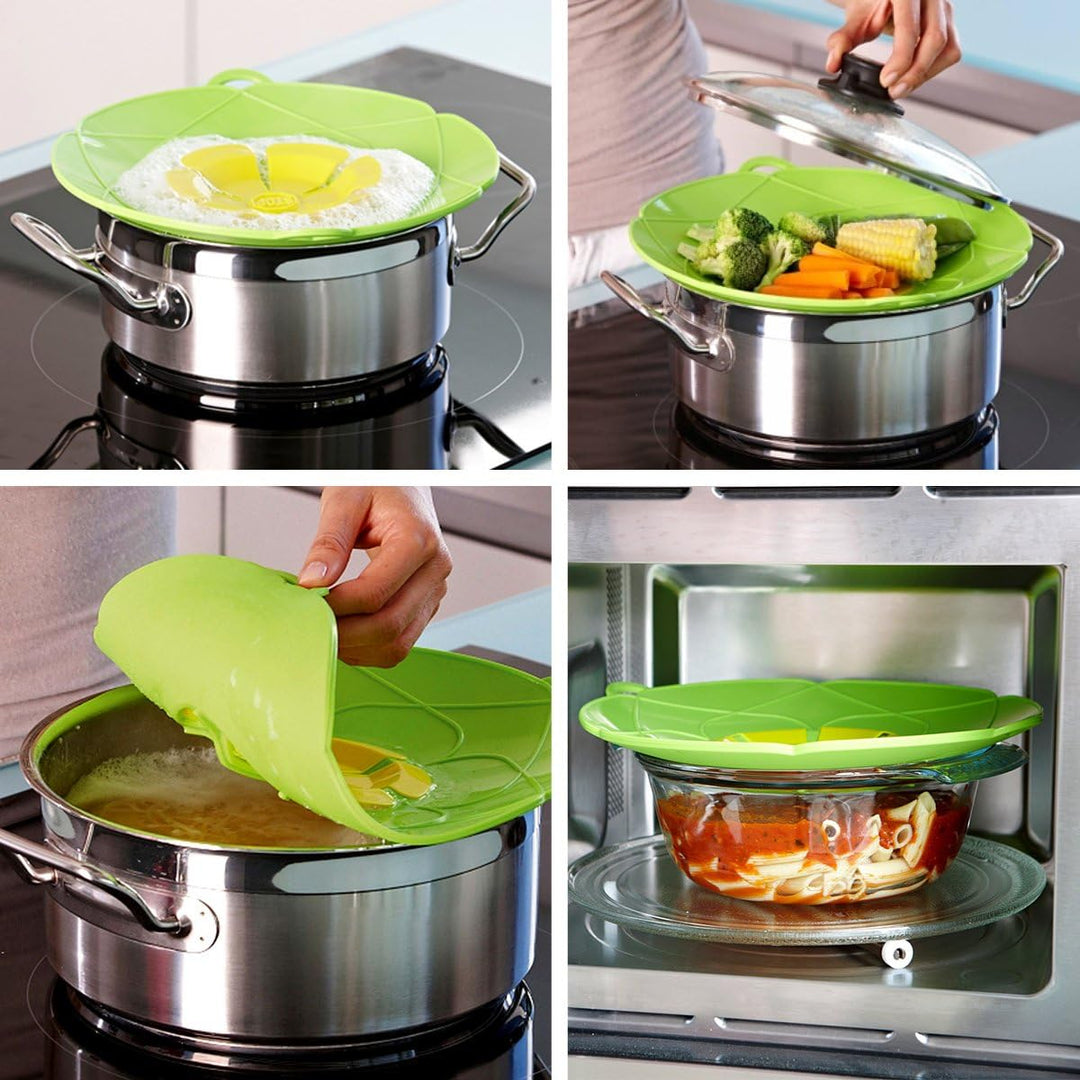 Kochblume, Überkochschutzdeckel in Blumenform, Grösse: L, Silikon, rosa, 33 cm