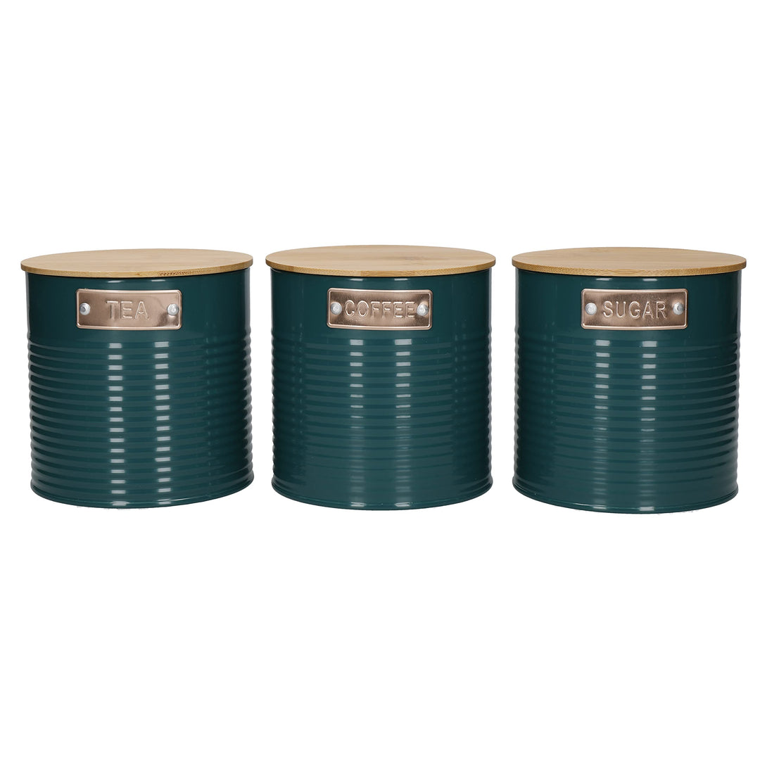 KitchenCraft Lagerung Kanister, Teal, 3 Stück, Geschenk-Box Klar, Klar