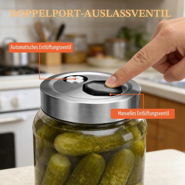 IIRC 1,5L Fermentierglas, Fermentiergläser mit Doppeltem Gärventil, Für Sauerkraut, Kimchi, Gurken u