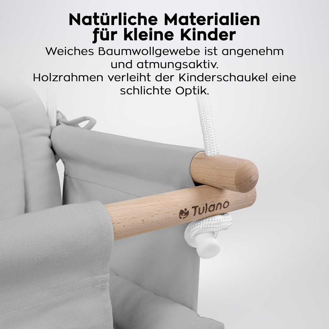 TULANO Hop 30 Grey | Bär Babyschaukel Kinderschaukel Kleinkindschaukel Kindergartenschaukel Set | In