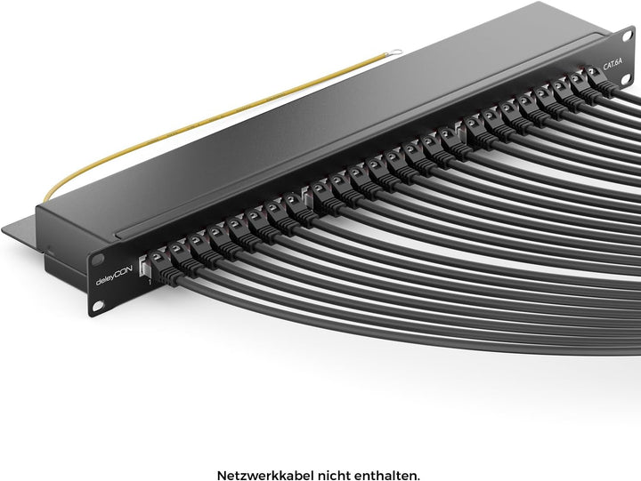 deleyCON CAT 6a Patchpanel Verteilerfeld 24 Port - Desktop 19 Zoll Rackeinbau Servermontage RJ45 Ges