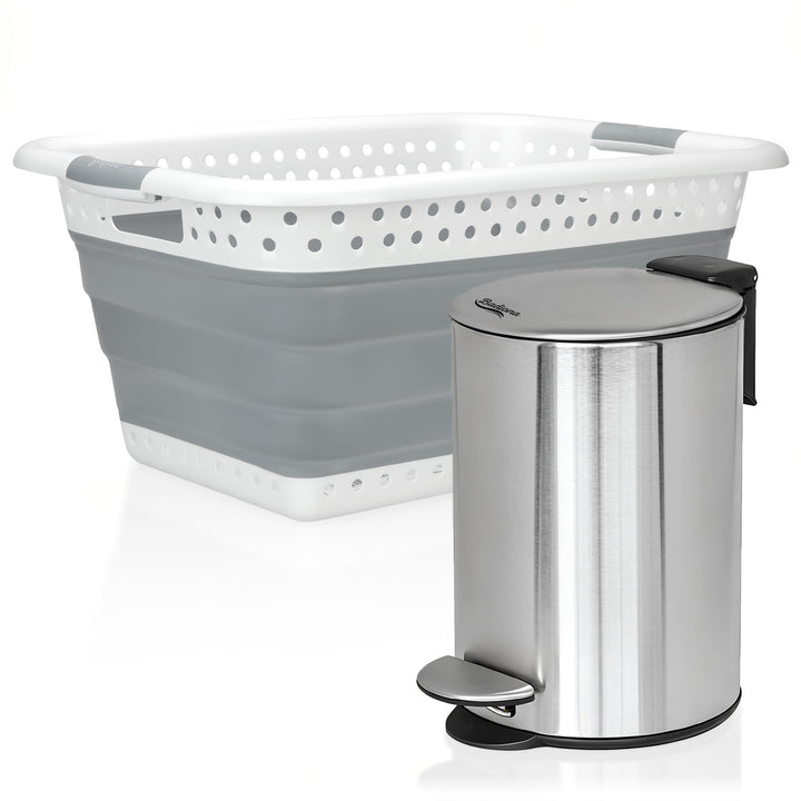 BUNDLE Wäschekorb faltbar 2er Set + Kosmetikeimer 5L