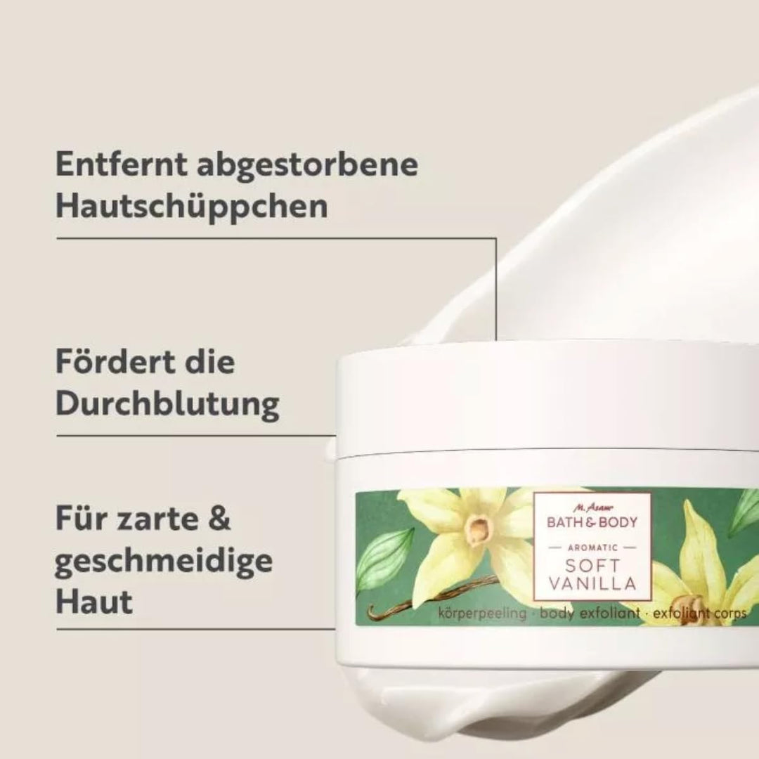 M. Asam BATH & BODY SOFT VANILLA Peeling (350 g) – entfernt Hautschüppchen sanft & verleiht geschmei