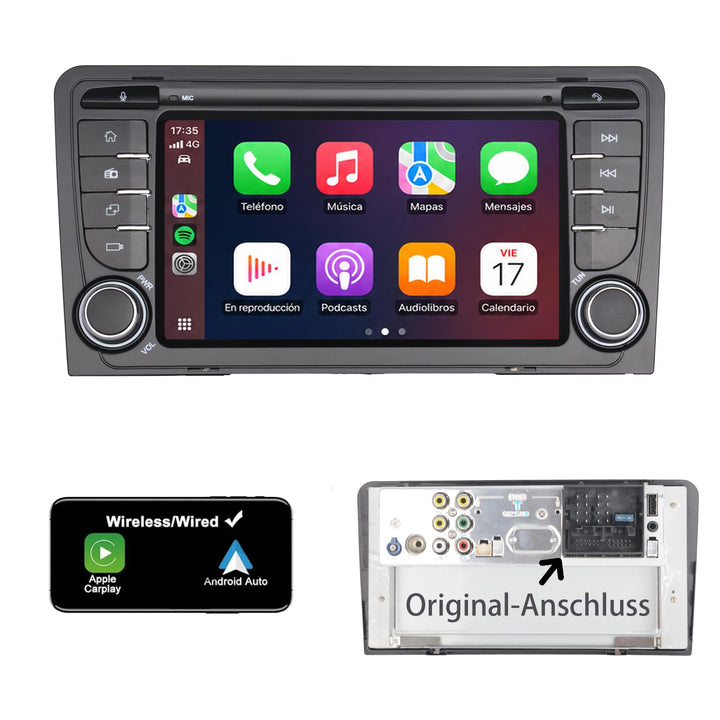 Spezialanschluss-Linux-Autoradio für Audi A3 8P / S3 / RS3 / Sportback | Kabelloses CarPlay/Android