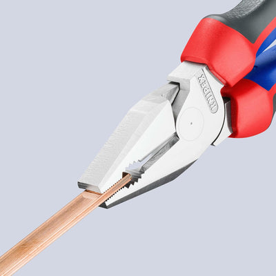 Knipex Kraft-Kombizange verchromt, mit Mehrkomponenten-Hüllen 225 mm 02 05 225 Mit Mehrkomponentenhü