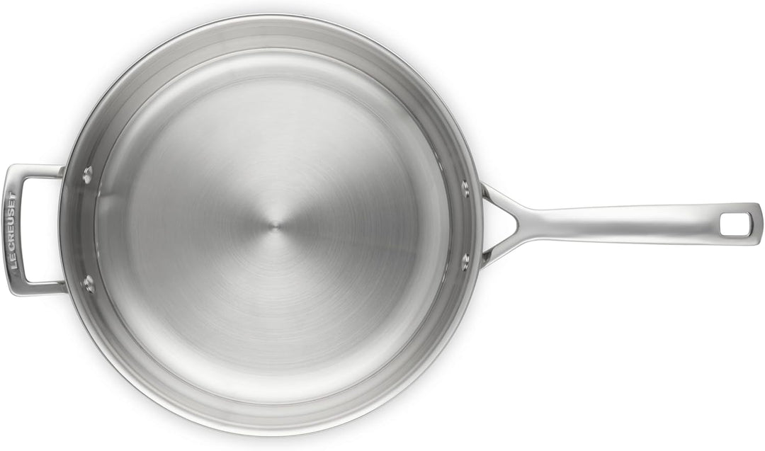 LE CREUSET Unbeschichtete Bratpfanne mit Gegengriff aus 3-ply Edelstahl, Ø 28 cm, Für alle Herdarten
