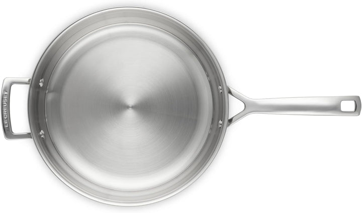 LE CREUSET Unbeschichtete Bratpfanne mit Gegengriff aus 3-ply Edelstahl, Ø 28 cm, Für alle Herdarten