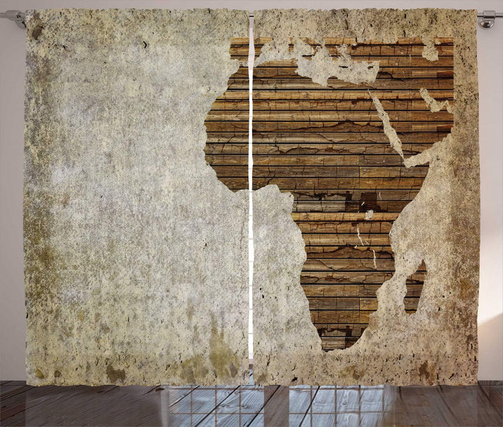 ABAKUHAUS afrikanisch Rustikaler Vorhang, Hölzerne Planke Karte, Wohnzimmer Universalband Gardinen m