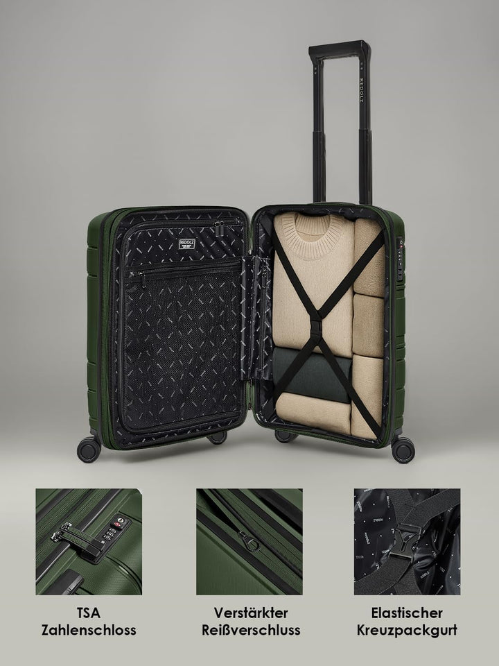 REDOLZ Hartschalen Kabinen-Koffer | Kleiner Trolley 40 x 20 x 55 cm mit Dehnfalte aus hochwertigem,