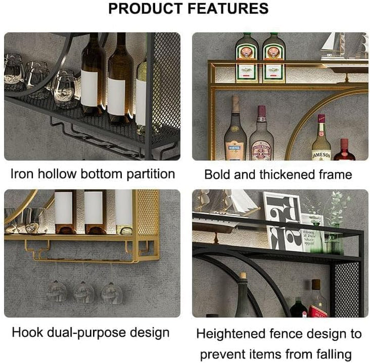 Rmeet Moderne Metall Wand montiert Wein Display Rack, 3-Schicht-Eisen-Rack, Weinregal, Wand-montiert