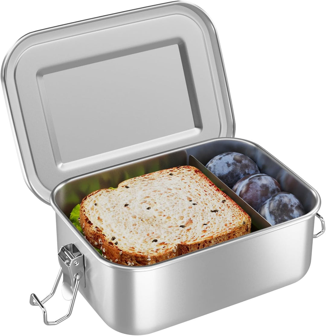 WELLGRO Edelstahl Dosen eckig - 550ml 850ml 1400ml 2400ml auslaufsicher Metall Brotdose Lunchbox, Ka