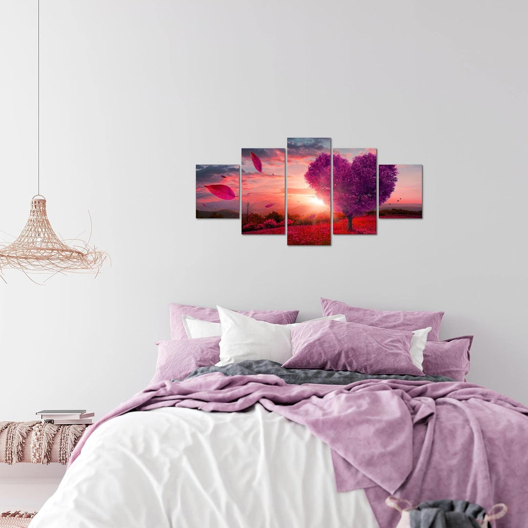 Runa Art Wandbilder Herbst Baum Herz 5 Teilig Bild auf Vlies Leinwand Deko Wohnzimmer Schlafzimmer L