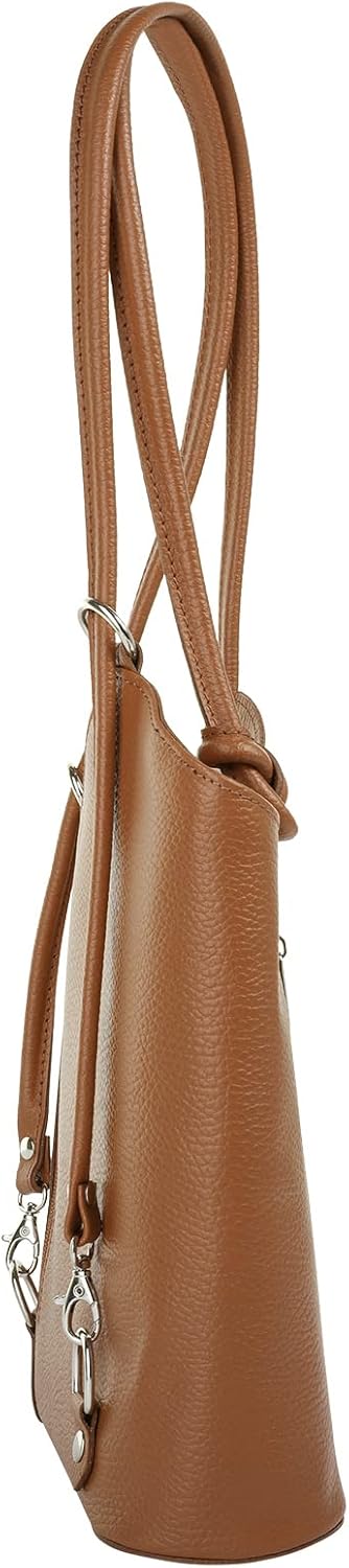Cluty Shopper Rucksack Kombination Echt Leder Damen - 016715 Cognac, Cognac