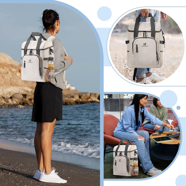 Odoland Kühlrucksack mit 3 Kühlakkus, 30 can Thermo Kühltasche Wasserdicht Rucksack zum Kühl mit Fla