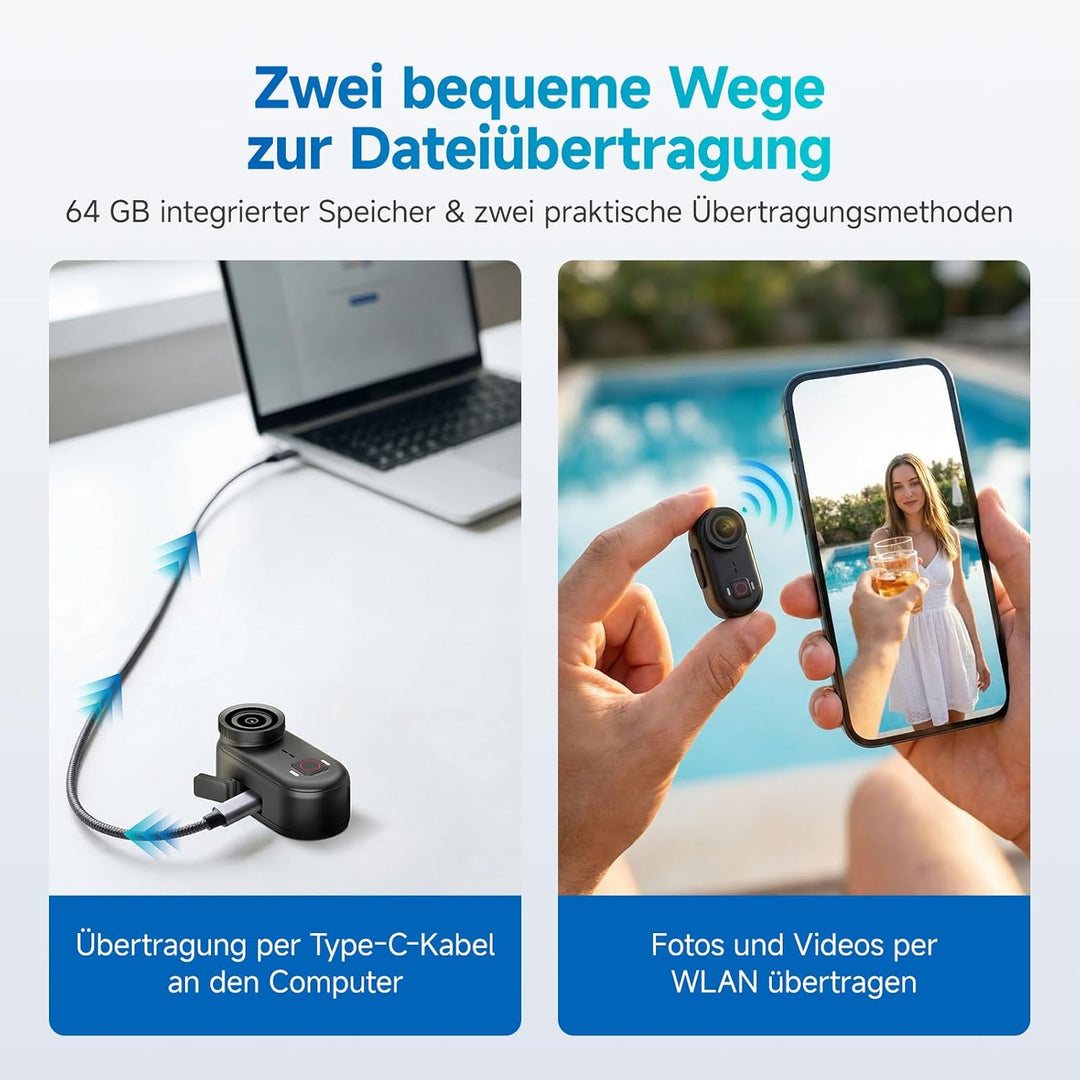SVBONY SVGo M3 Mini Action Cam 4K, NEU Verbessert mit Ladestation, Anti-Shake Bodycam, 300 Minuten A
