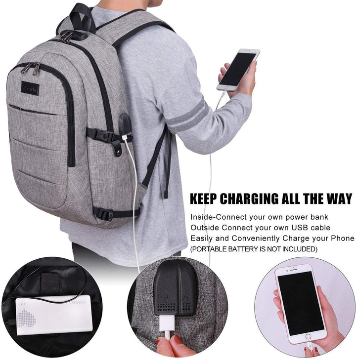 Tzowla Anti Diebstahl Laptop Rucksack für Herren,Rucksack Wasserdicht mit USB-Ladeanschluss und Schl