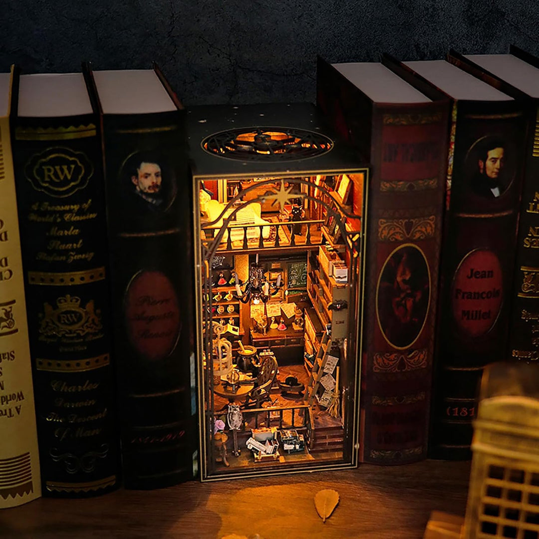 Cuteefun DIY Miniatur Puppen Haus, Book Nook DIY, Buch Ecke Bücherregal Einsatz, Dekoration Machen S