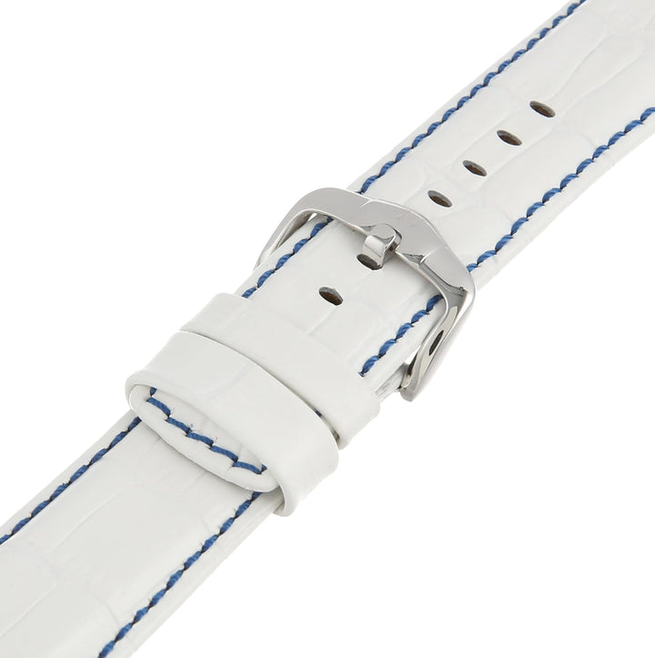 HIRSCH Unisex Alligator Style Uhrenarmband - Grand Duke 20 mm Weiss, 20 mm Weiß