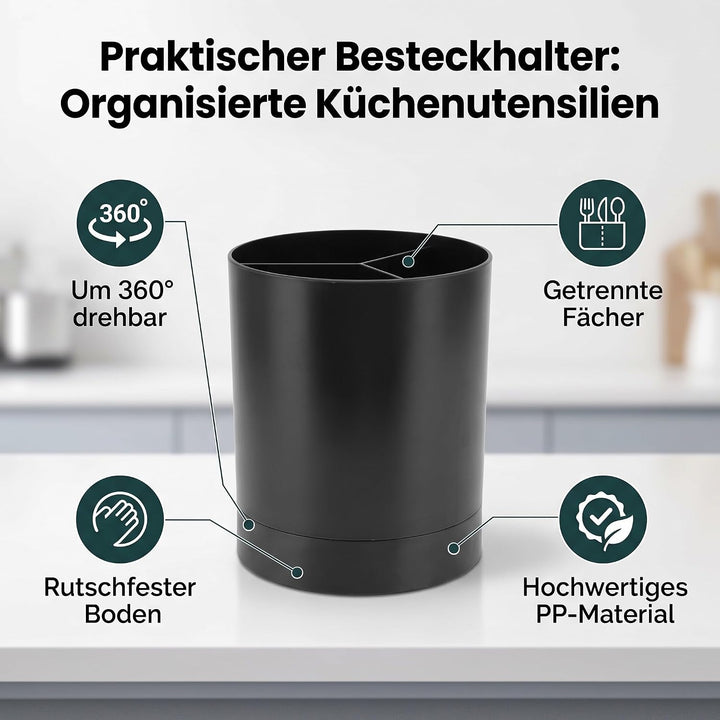 Pissente Kochlöffelhalter, 360 Grad Drehbarer Essstäbchenhalter mit Fachdesign Geschirr-Aufbewahrung
