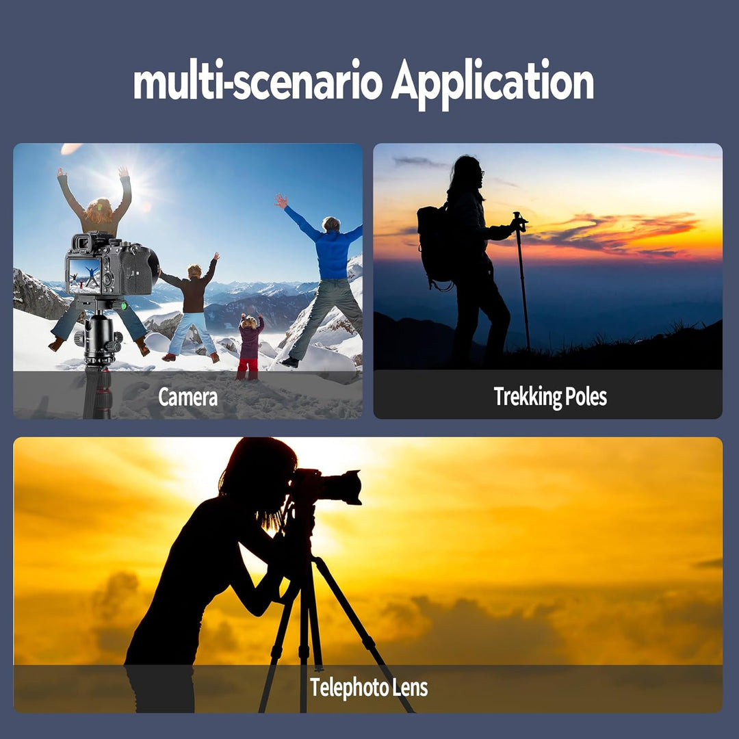 Fotopro 78" Kamera-Stativ, 360°Kugelkopf faltbares Aluminium-Stativ Einbeinstativ mit Schnellwechsel