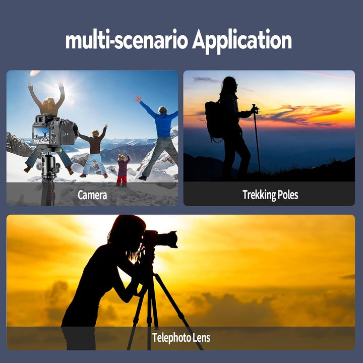 Fotopro 78" Kamera-Stativ, 360°Kugelkopf faltbares Aluminium-Stativ Einbeinstativ mit Schnellwechsel