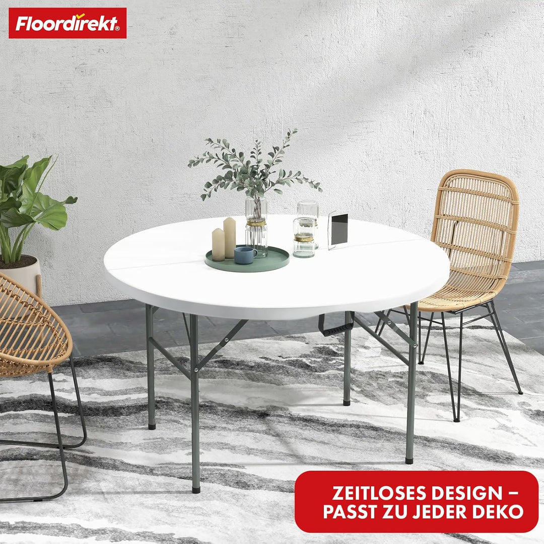Floordirekt- Gartentisch Klappbar Kunststoff 120x74 cm - Buffettisch mit Tragegriff - Klapptisch für