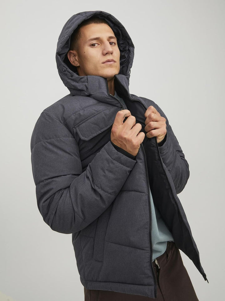 JACK & JONES Brady Puffer Coat M Dark Grey Melange, M Dark Grey Melange