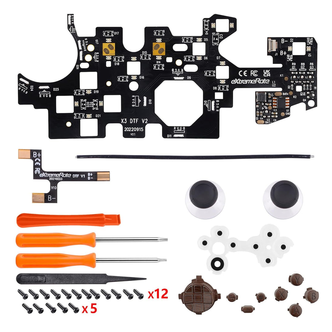 eXtremeRate Leuchttasten LED Knöpfe für Xbox Series X/S Controller, DTF LED Kit Ersatz Tasten D-pad