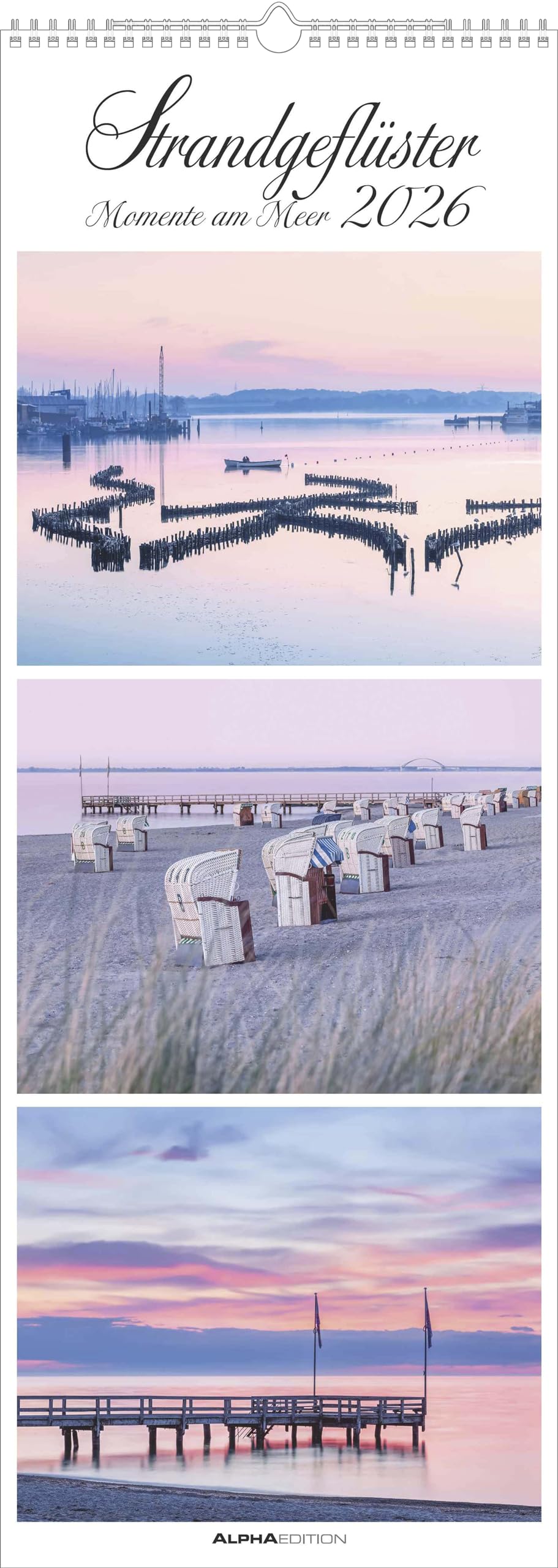 Alpha Edition - Strandgeflüster – Momente am Meer 2026 – XXL-Streifenkalender 25×69 cm, Wandkalender