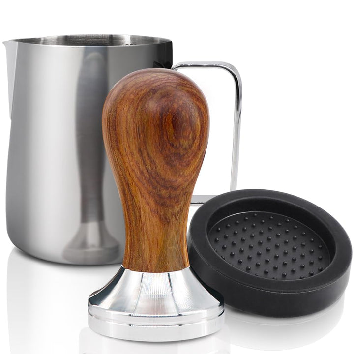 KYONANO Espresso Tamper 51 mm, Barista Set Mit Kaffee Tamper Aus Edelstahl und Echtholzgriff, Tamper