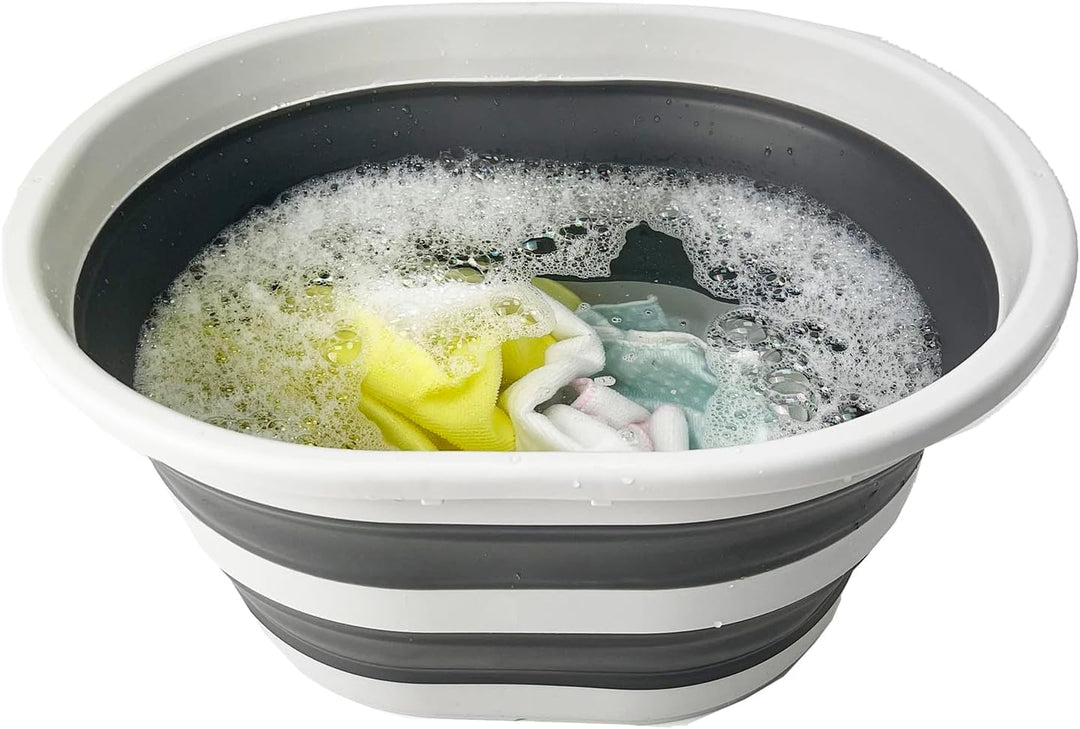 SAMMART 22L zusammenklappbarer Wäschekorb aus Kunststoff–ovaler Behälter/faltbarer Aufbewahrungsbehä