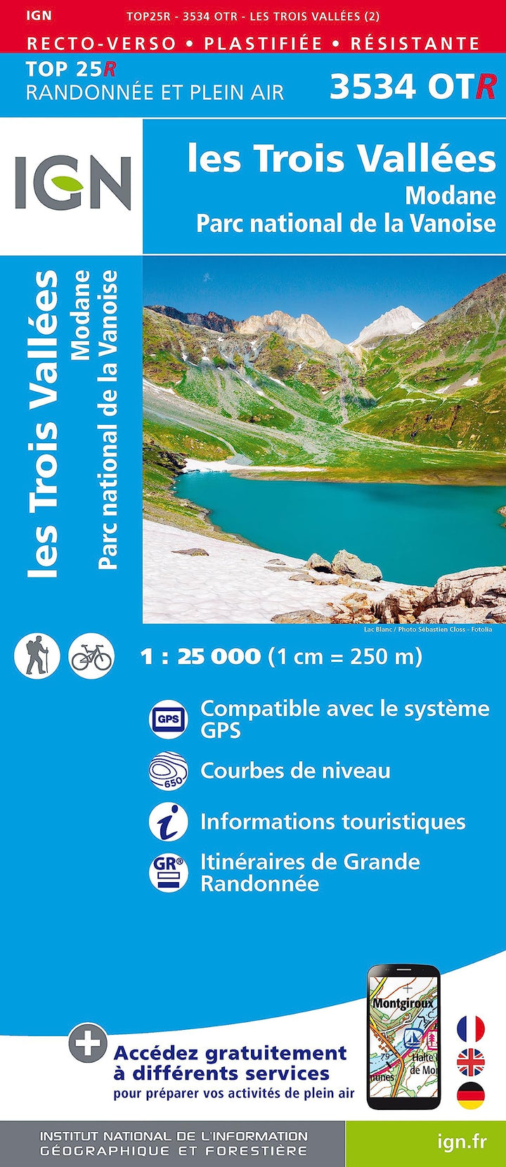 Les Trois Vallées / Modane PN de La Vanoise (3534OTR) (TOP 25R), Karte